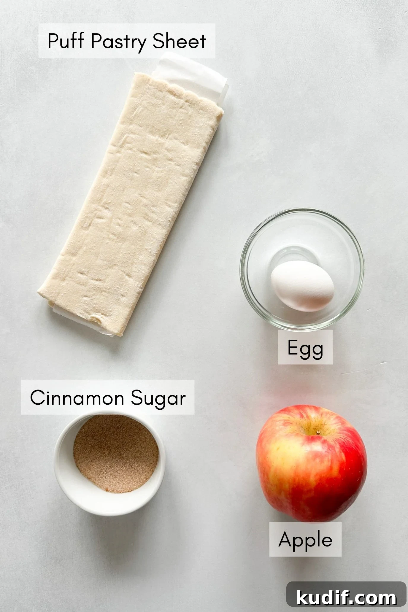 Ingredients to make cinnamon apple croissants.