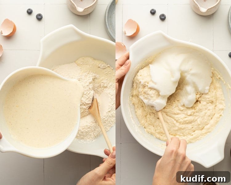 Folding the batter.