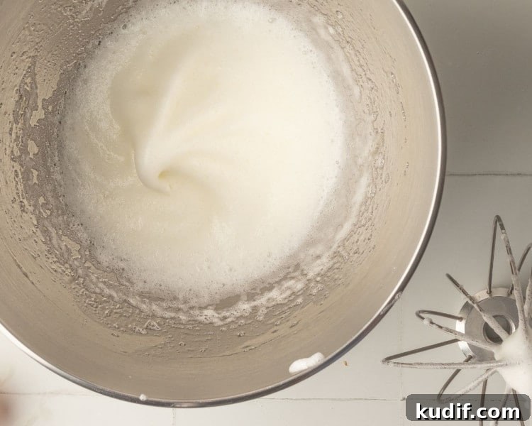 Whipped egg whites.