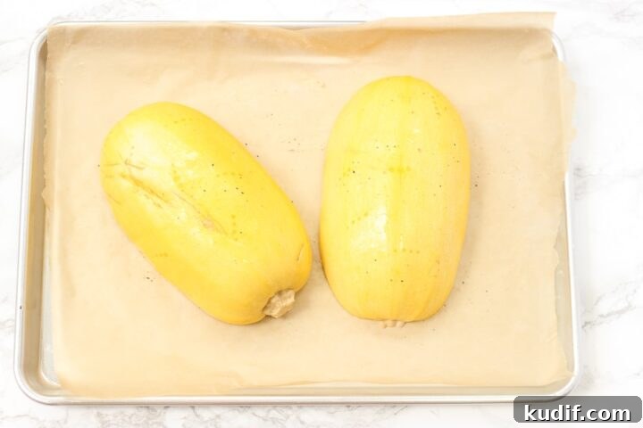 Spaghetti Squash Pasta Bowls with Savory Sauce and Veggies 6 How to cook spaghetti squash cut in half