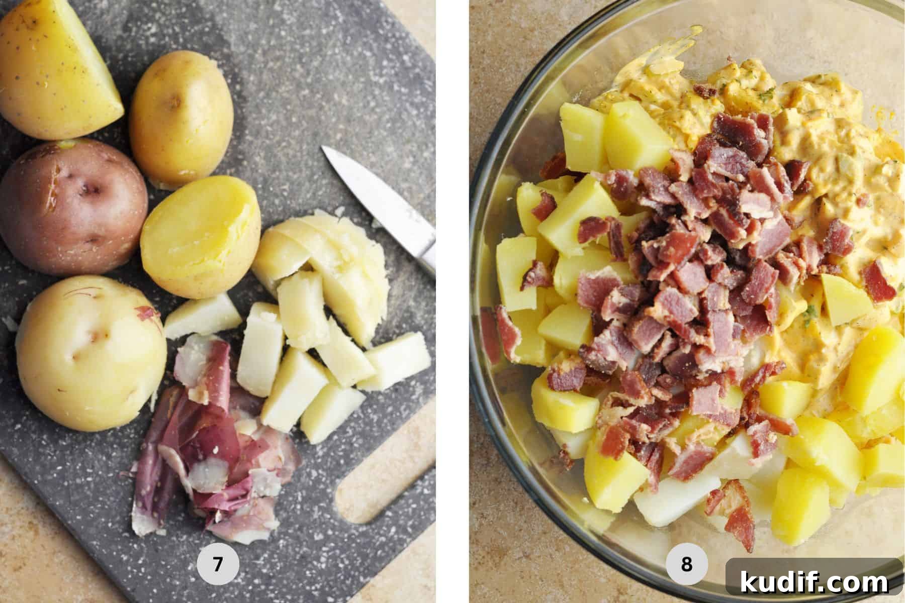 Creamy Bacon Potato Salad Recipe with Tangy Mustard Dressing 5 img 717 6