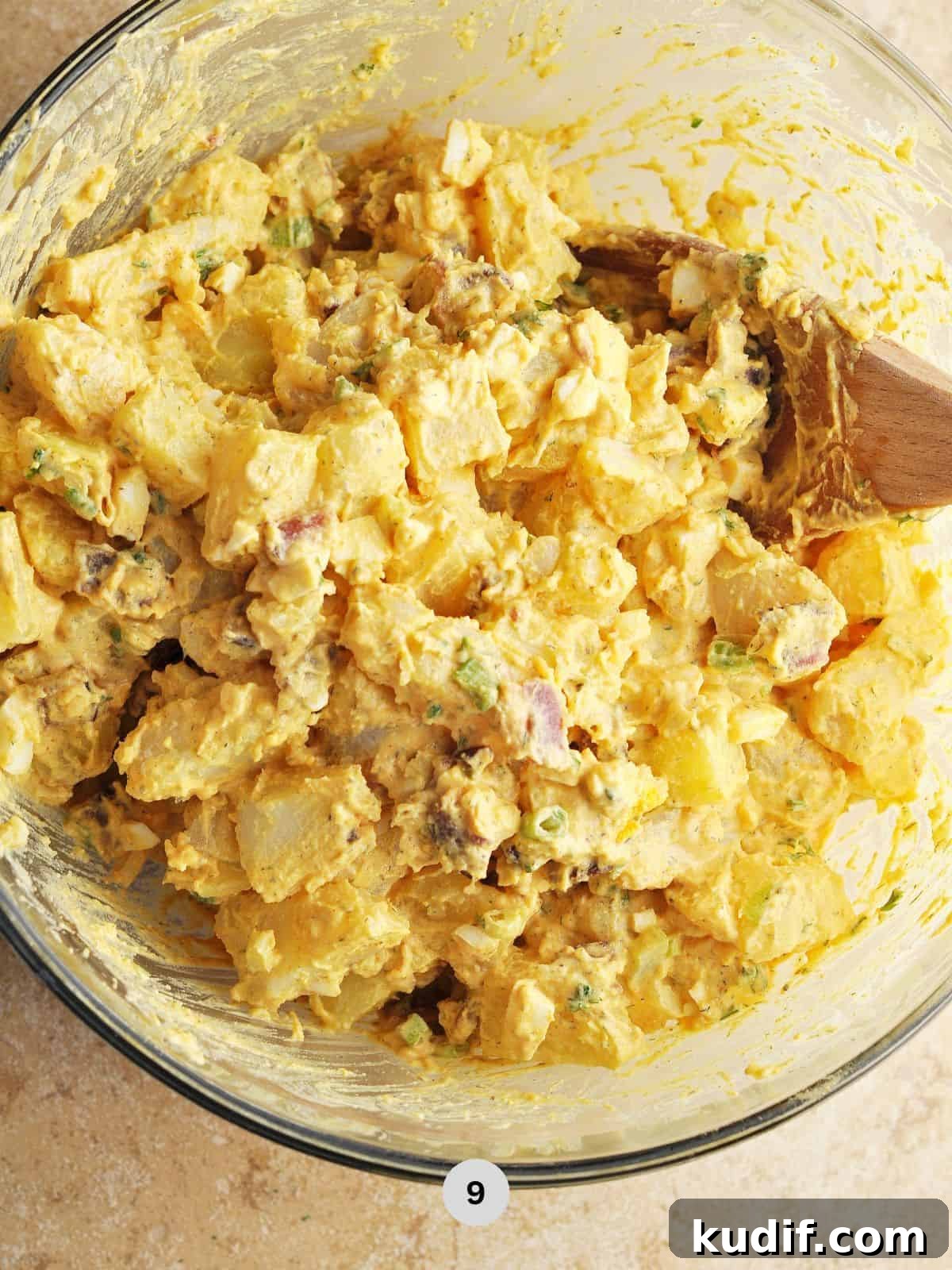 Creamy Bacon Potato Salad Recipe with Tangy Mustard Dressing 6 img 717 7