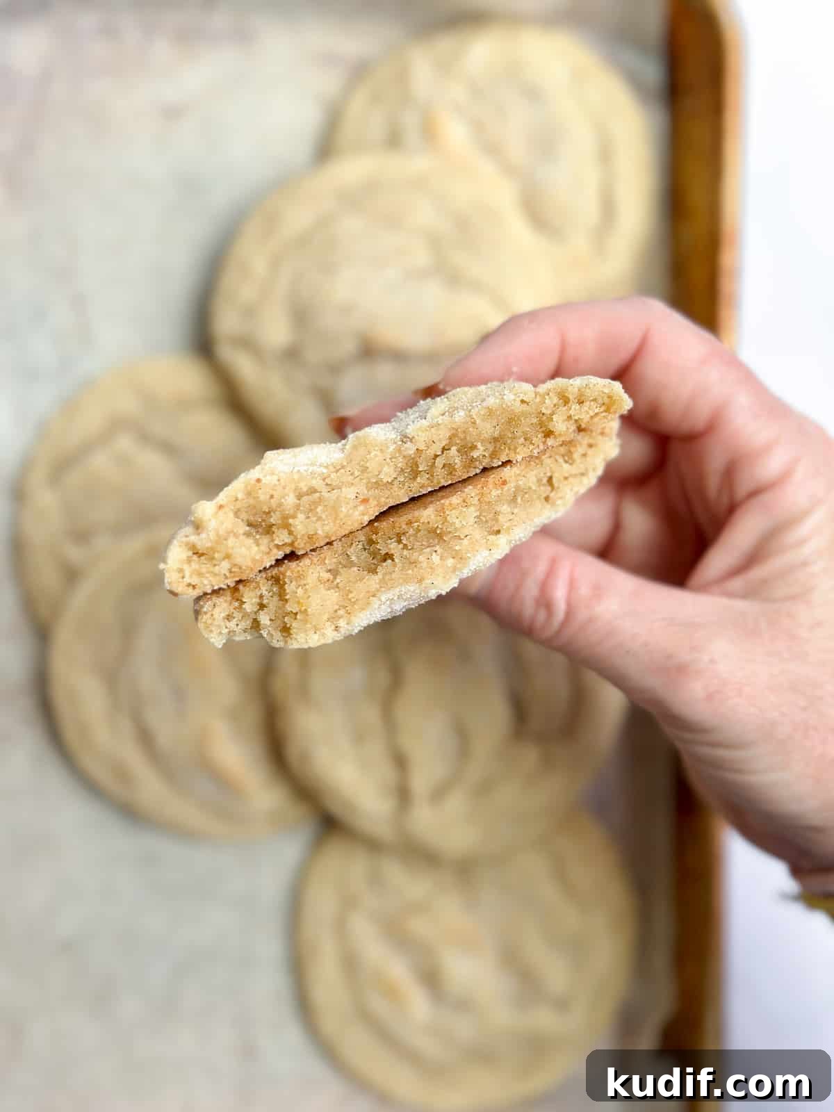 showing the inside of a broken cookie.
