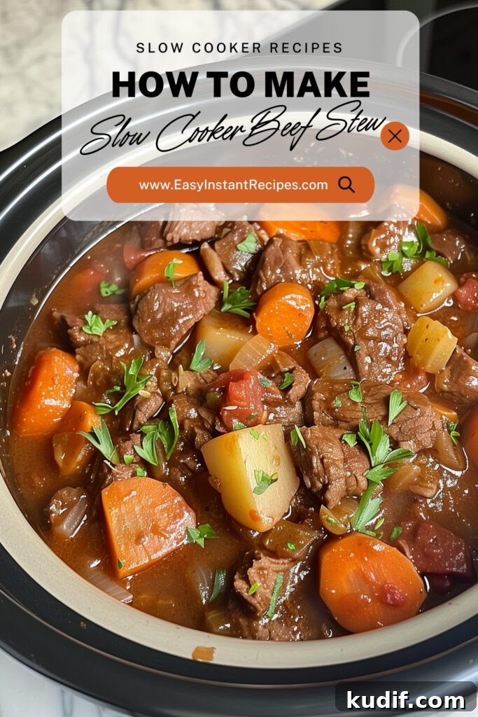 Slow-Cooker 5-Ingredient Beef Stew: Classic Comfort Recipe 5 Easy and budget-friendly slow cooker beef stew recipe served in a cozy bowl, ideal for family dinners