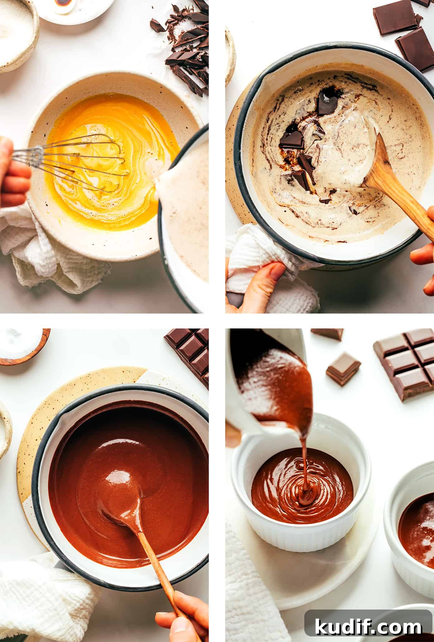 How to Make Pots de Crème Step by step photos showing how to make pots de creme