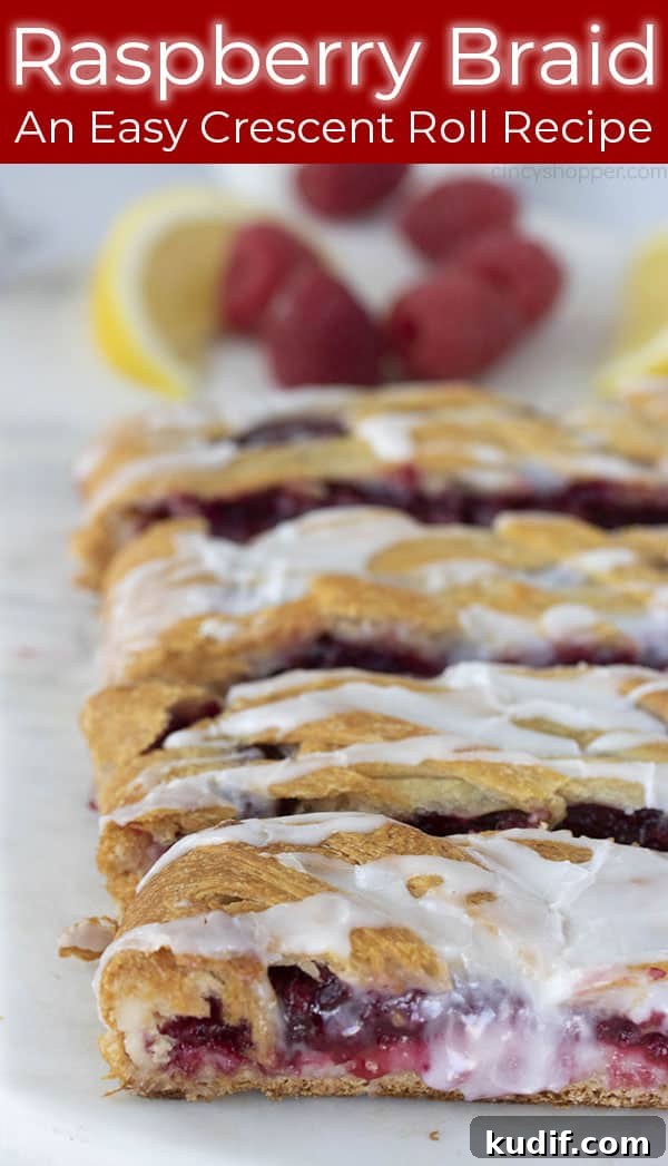 Raspberry Crescent Danish: Flaky Pastry Recipe for Brunch 21 titled image (and shown): an easy crescent roll recipe: Raspberry Braid