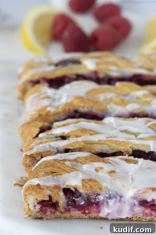 Raspberry Crescent Danish: Flaky Pastry Recipe for Brunch 4 braided crescent roll dessert with raspberry filling