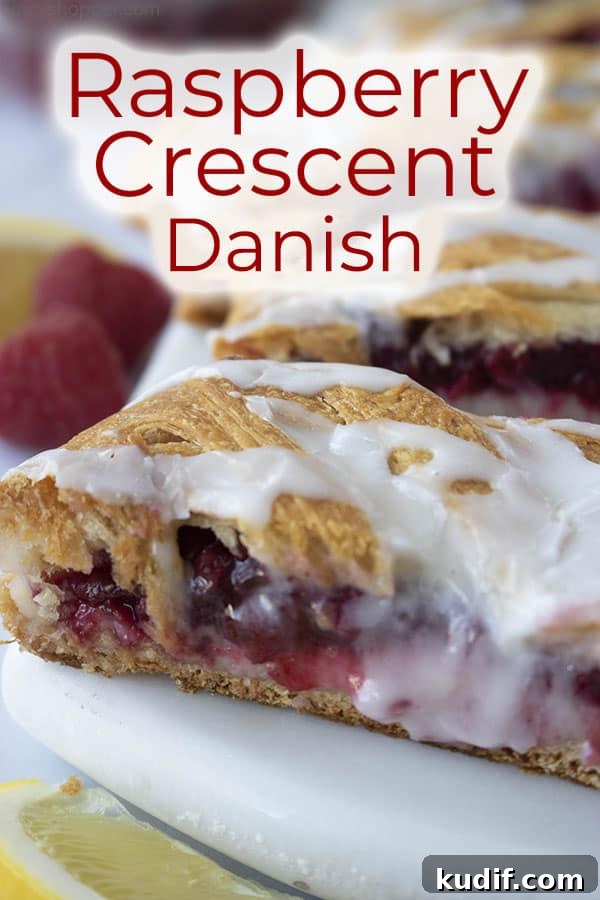 Raspberry Crescent Danish: Flaky Pastry Recipe for Brunch 7 titled image: (and shown) Raspberry Crescent Danish