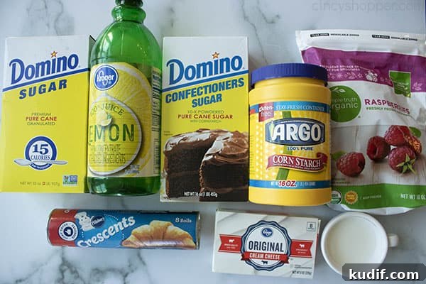 Raspberry Crescent Danish: Flaky Pastry Recipe for Brunch 8 ingredients to make a raspberry dessert with refrigerated crescent roll dough
