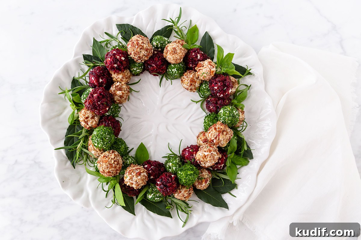 Festive Christmas Cheese Ball Wreath Recipe for Holiday Parties 3 Christmas Cheese Ball Wreath