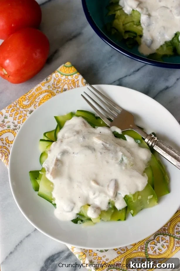 Creamy Garlic Mushroom Sauce over Zucchini Noodles — Kids' Cooking Guide 2 Zucchini Noodles with Creamy Garlic Mushroom Sauce