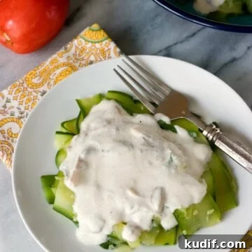 Creamy Garlic Mushroom Sauce over Zucchini Noodles — Kids' Cooking Guide 3 Zucchini Noodles with Creamy Garlic Mushroom Sauce