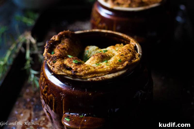 Slow-Cooker Beef Pot Pie Casseroles: Comforting One-Dish Meals 3 When a wild mushroom stew meets puff pastry the most incredible and scrumptious crockpot beef pot pie is born. The stew is incredibly flavorful and ridiculously simple. Cooking it in the crockpot makes this a perfect make ahead, minimal effort entree that will blow everyone at your dinner table away.