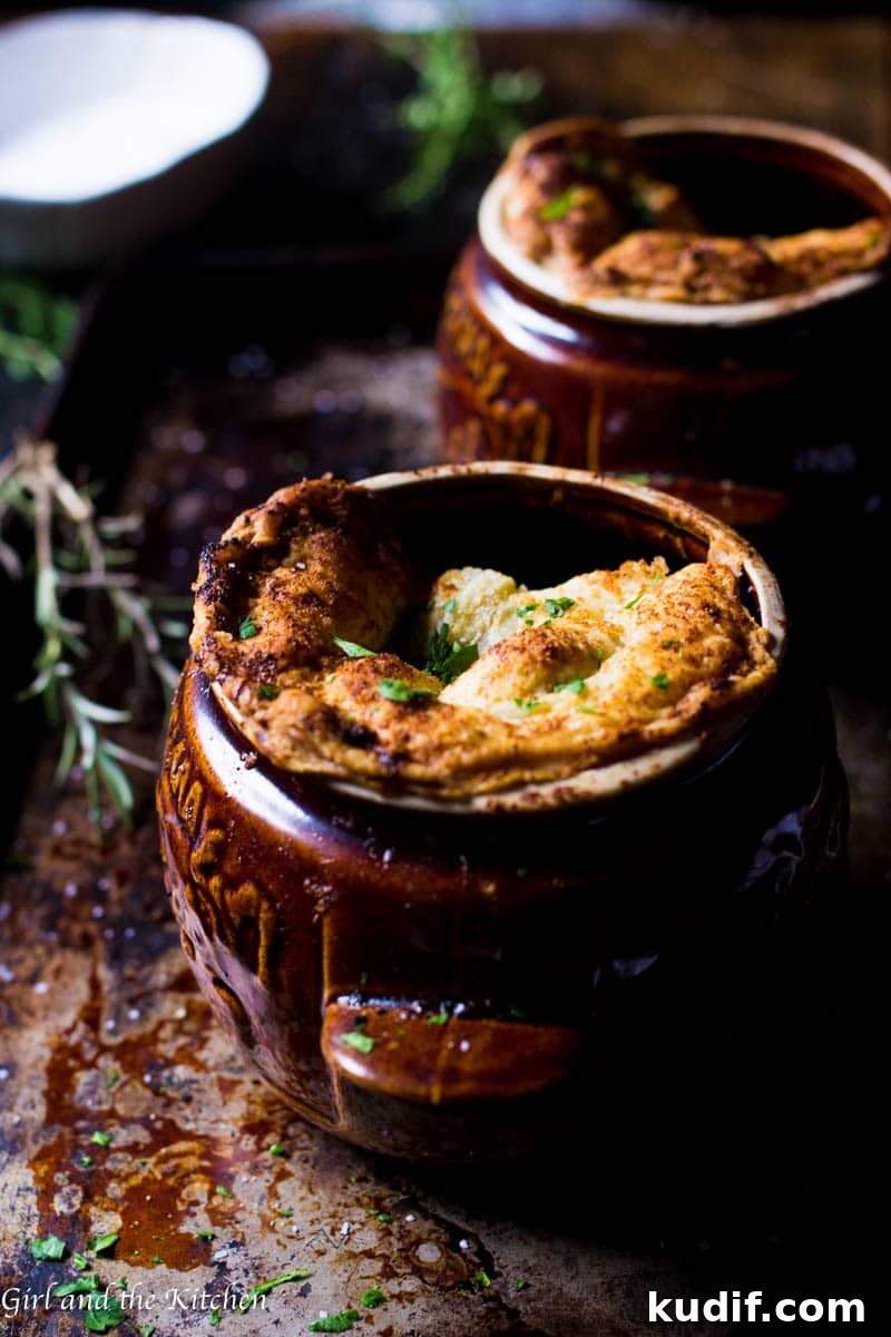 Slow-Cooker Beef Pot Pie Casseroles: Comforting One-Dish Meals 9 When a wild mushroom stew meets puff pastry the most incredible and scrumptious crockpot beef pot pie is born. The stew is incredibly flavorful and ridiculously simple. Cooking it in the crockpot makes this a perfect make ahead, minimal effort entree that will blow everyone at your dinner table away.