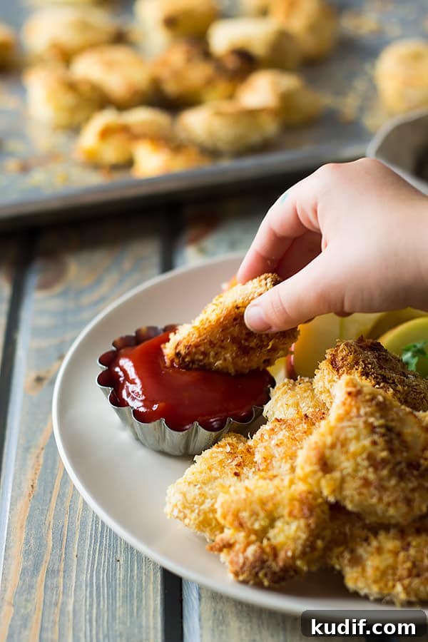 Crispy Oven-Baked Homemade Chicken Nuggets Recipe 4 These Baked Homemade Chicken Nuggets are way better than the store bought and you can pronounce everything on these golden nuggets! | www.countrysidecravings.com