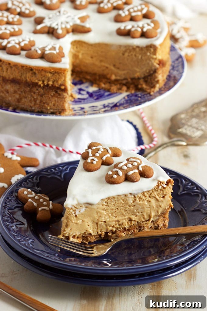 Gingerbread Cheesecake Recipe: Spiced Cheesecake with Gingersnap Crust 2 Easy to make and the BEST Gingerbread Cheesecake recipe ever because of one secret ingredient that surprises everyone! | TheSuburbanSoapbox.com
