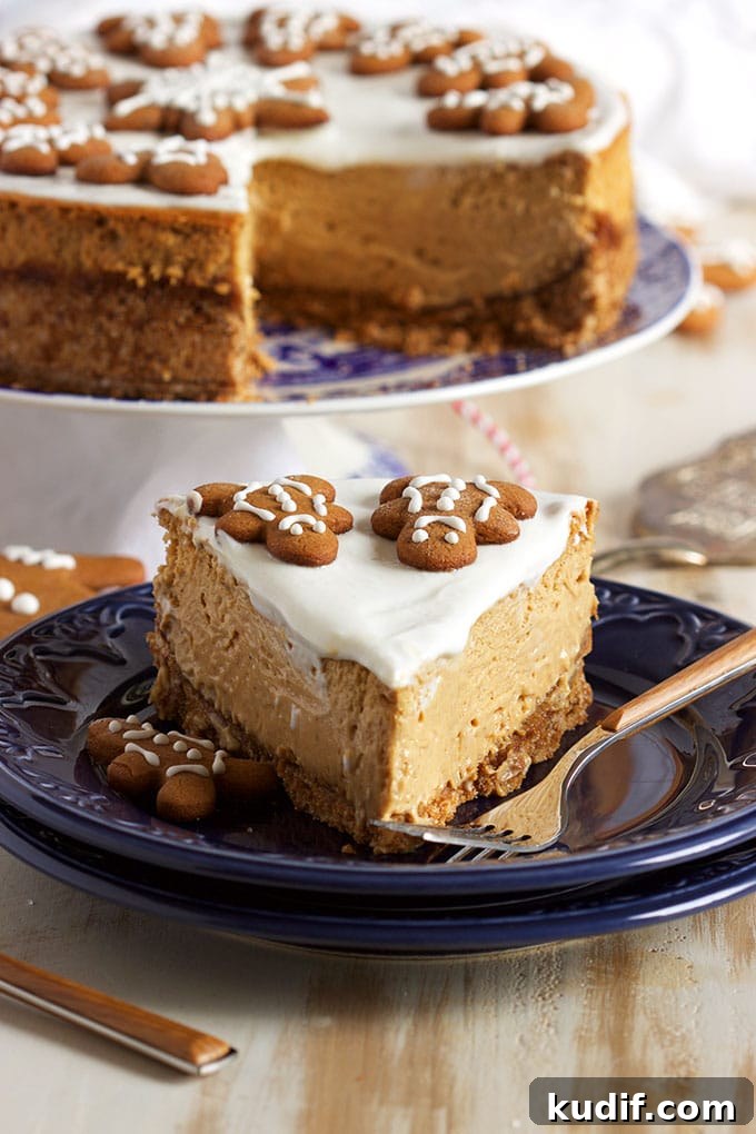 Gingerbread Cheesecake Recipe: Spiced Cheesecake with Gingersnap Crust 5 Easy to make and the BEST Gingerbread Cheesecake recipe ever because of one secret ingredient that surprises everyone! | TheSuburbanSoapbox.com