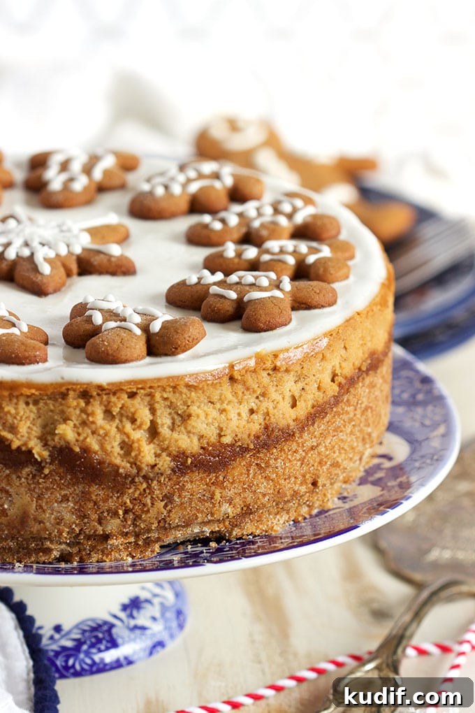 Gingerbread Cheesecake Recipe: Spiced Cheesecake with Gingersnap Crust 6 Easy to make and the BEST Gingerbread Cheesecake recipe ever because of one secret ingredient that surprises everyone! | TheSuburbanSoapbox.com