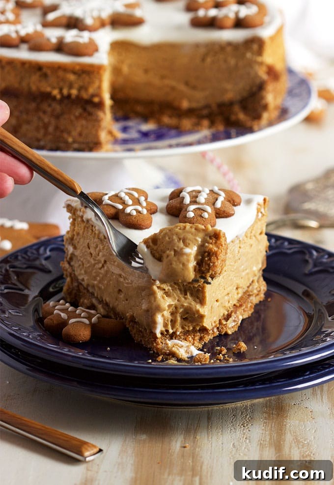Gingerbread Cheesecake Recipe: Spiced Cheesecake with Gingersnap Crust 7 Easy to make and the BEST Gingerbread Cheesecake recipe ever because of one secret ingredient that surprises everyone! | TheSuburbanSoapbox.com