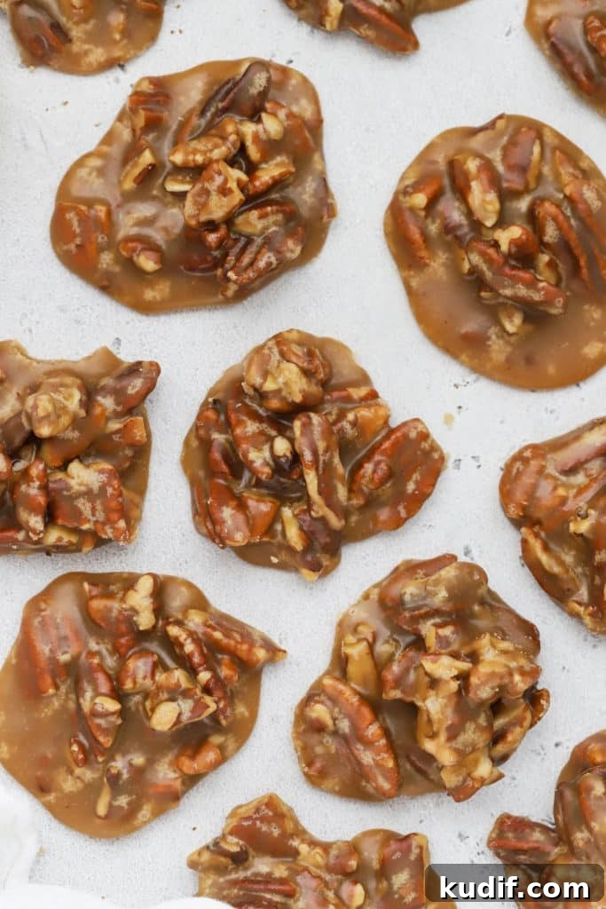 pecan pralines on a white background