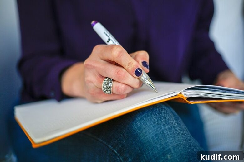 Hand writing in notebook
