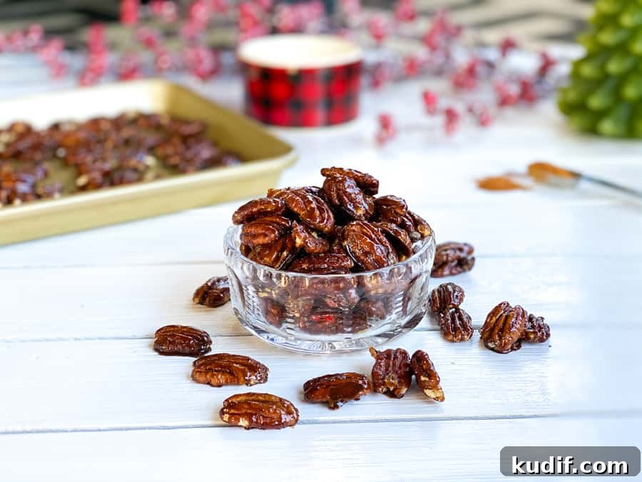 Brown Sugar Candied Pecans: Sweet & Crunchy Snack Recipe 3 Cinnamon brown sugared nuts in a bowl