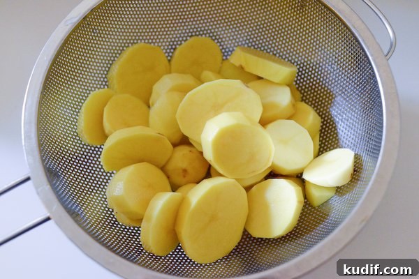 Potatoes, sliced.