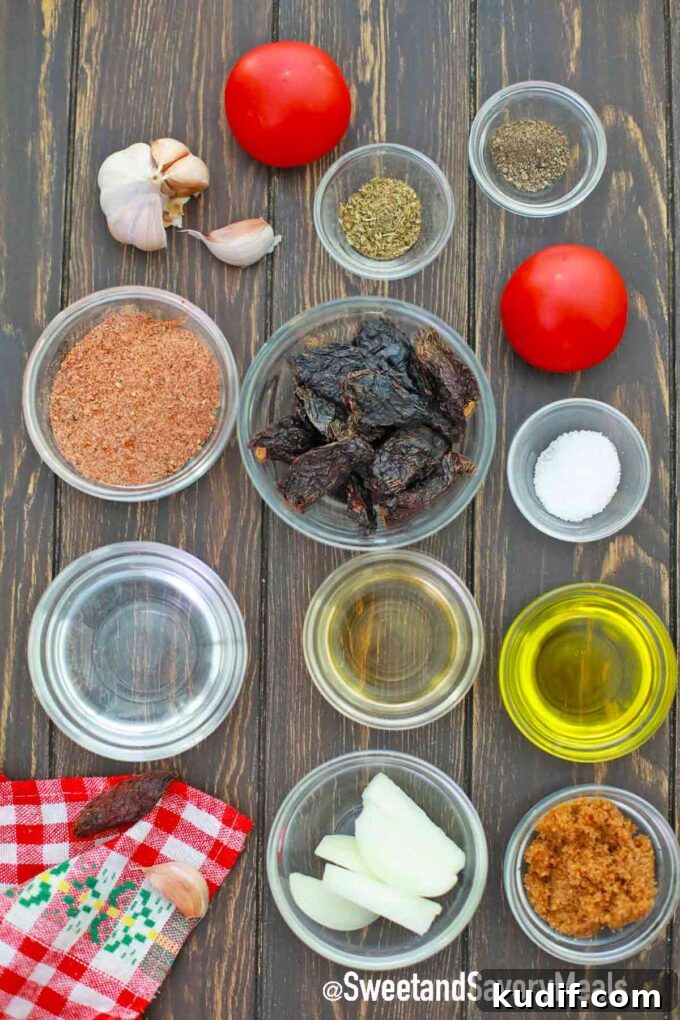 Chipotle Peppers in Adobo Sauce: Uses, Recipe Ideas & Tips 3 ingredients in bowls on a wooden table