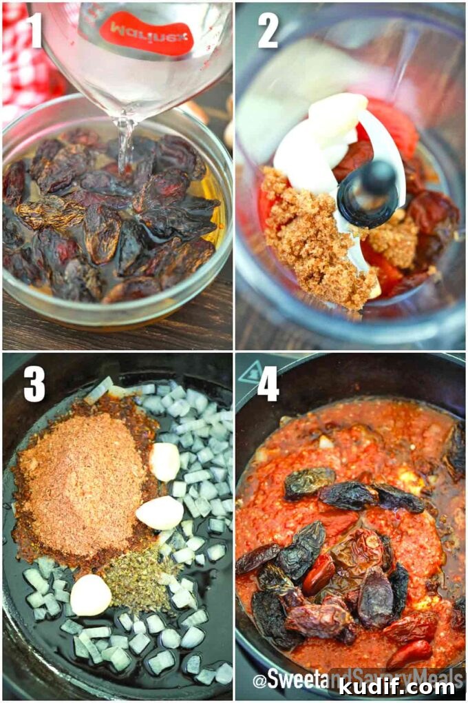 Chipotle Peppers in Adobo Sauce: Uses, Recipe Ideas & Tips 4 photo collage of steps how to make chipotles in adobo sauce