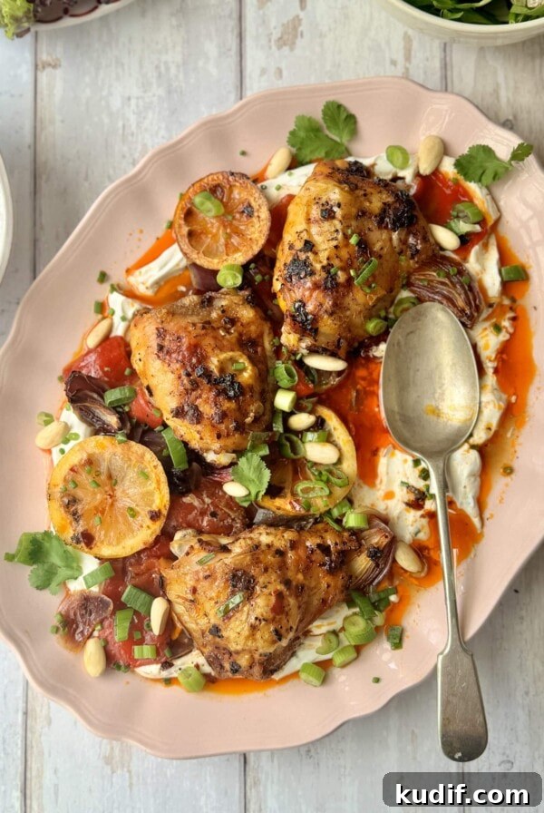 Creamy Spinach & Herb Pasta in Green Sauce 14 harissa chicken on platter with labneh